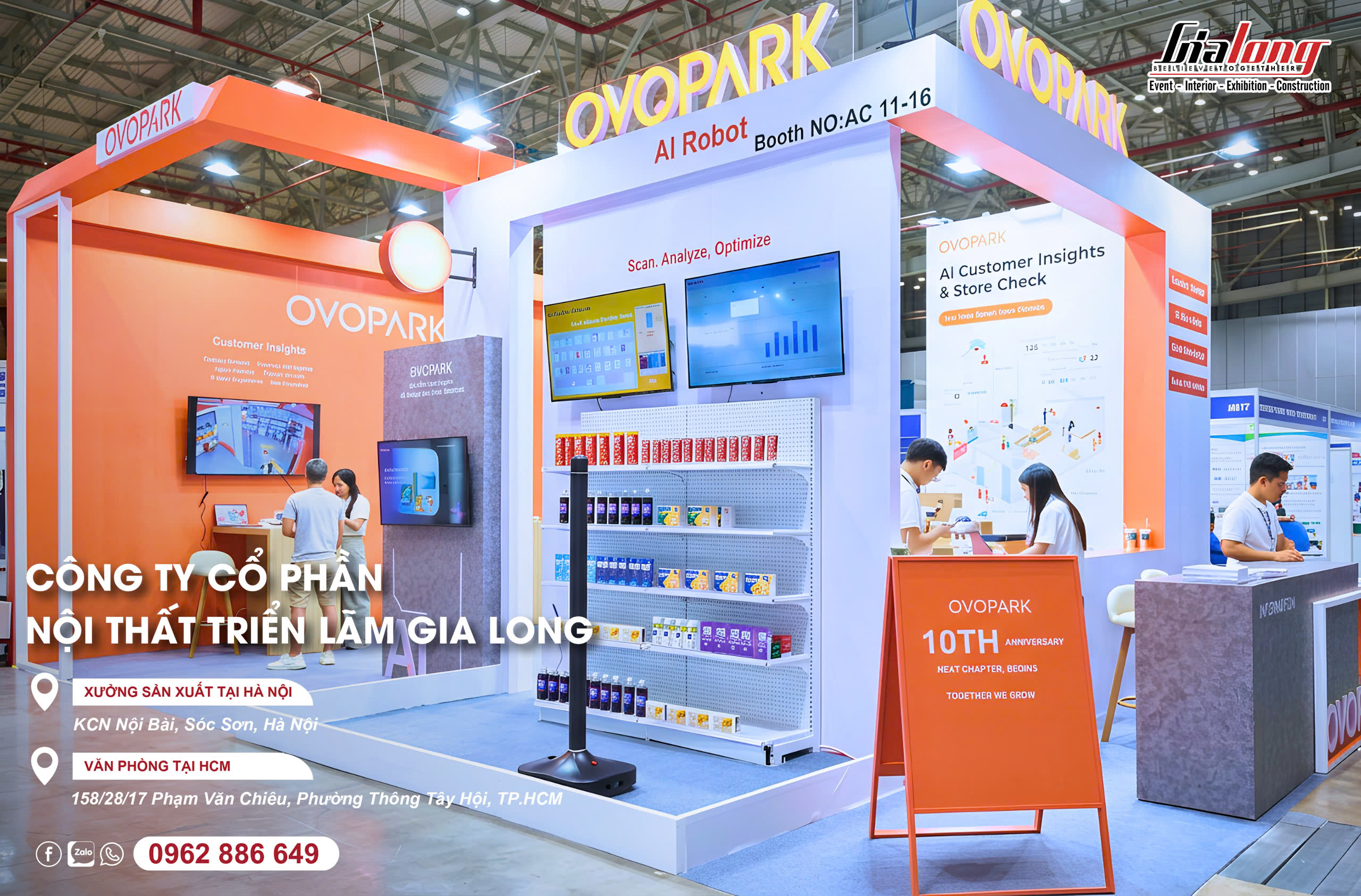 Vietnam ICTComm 2026 – Gia Long completes the design and construction of the OVOPARK booth.