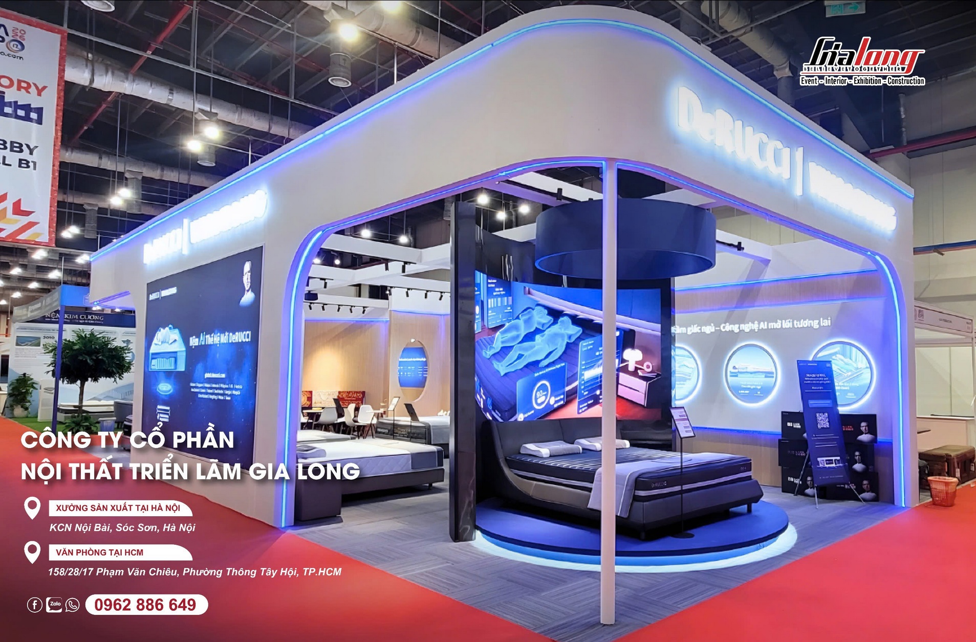 2026 年 VIFA 博览会 - 嘉龙完成了 TGL、Shino、Unimark、Tan Dinh、Full Manner、Top、Niuchen、Habitus、NEFS、TOP PEFORMANCE、EHL、Derucci（平阳省）和 Beltiston（平阳省）的展位设计和建造